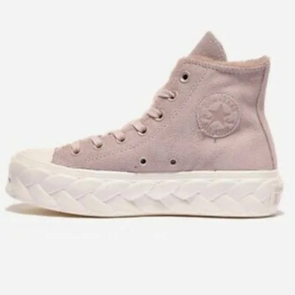 Converse Chuck Taylor All Star Lift 'Pink' 569563C Platform Suede Pink Sneakers - Picture 3 of 7